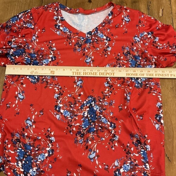 Women's Summer Tunic Top V-Neck Short Sleeve Casual Loose Fit Comfy #1099 - Picture 6 of 7